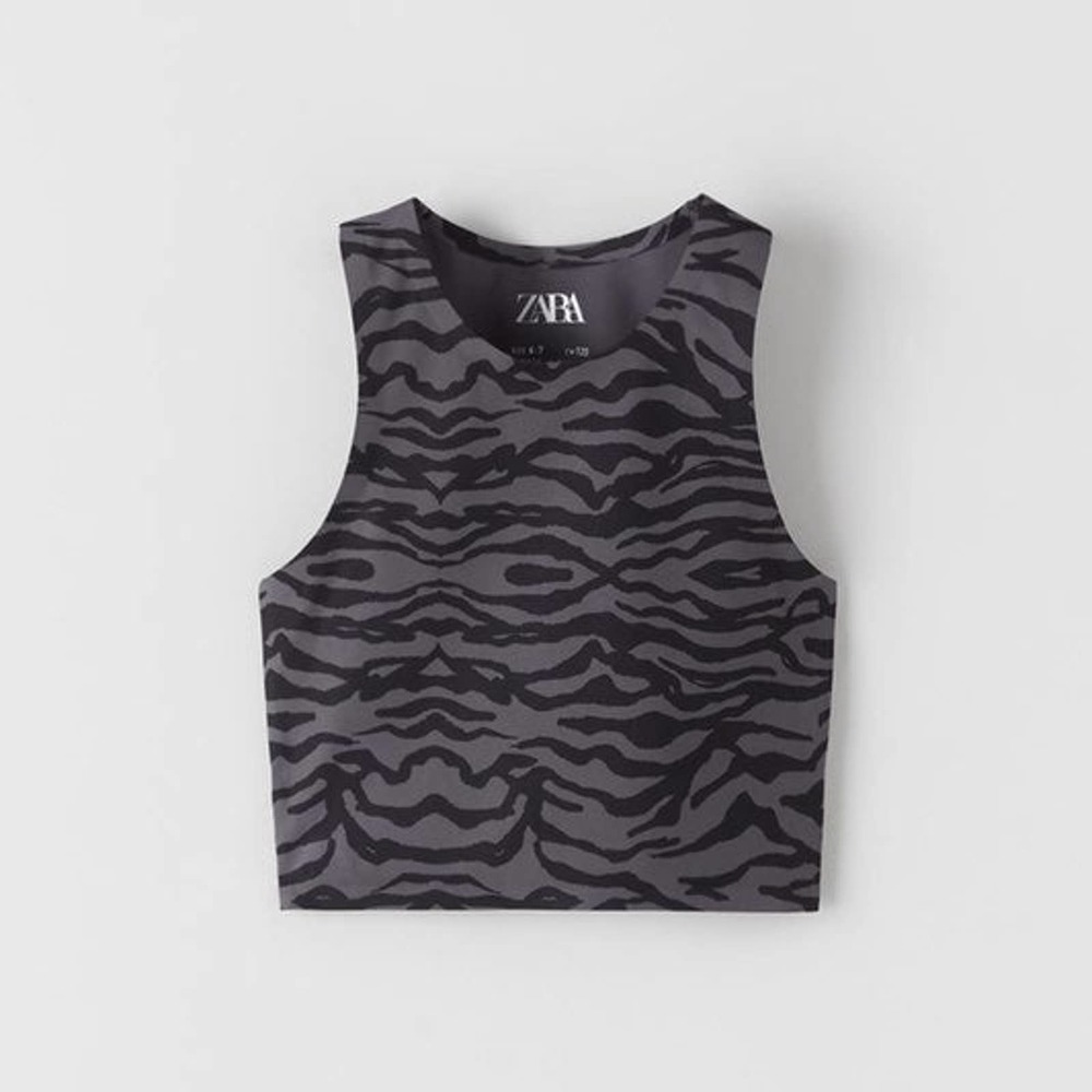 Zara 6/7Y Zebra Print Gym Top